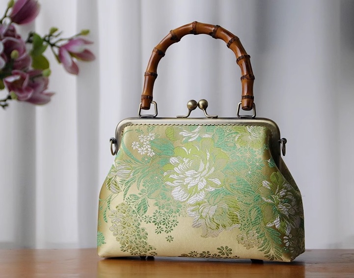 民族風のレトロな竹製の手持ちの中国のチャイナドレスバッグ片肩に斜めがけできる禅錦のチャイナドレスの女性のバッグ317