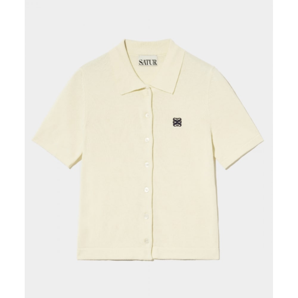 SATUR (W) ベーシックコットンカラーハーフカーディガンリゾートクリーム