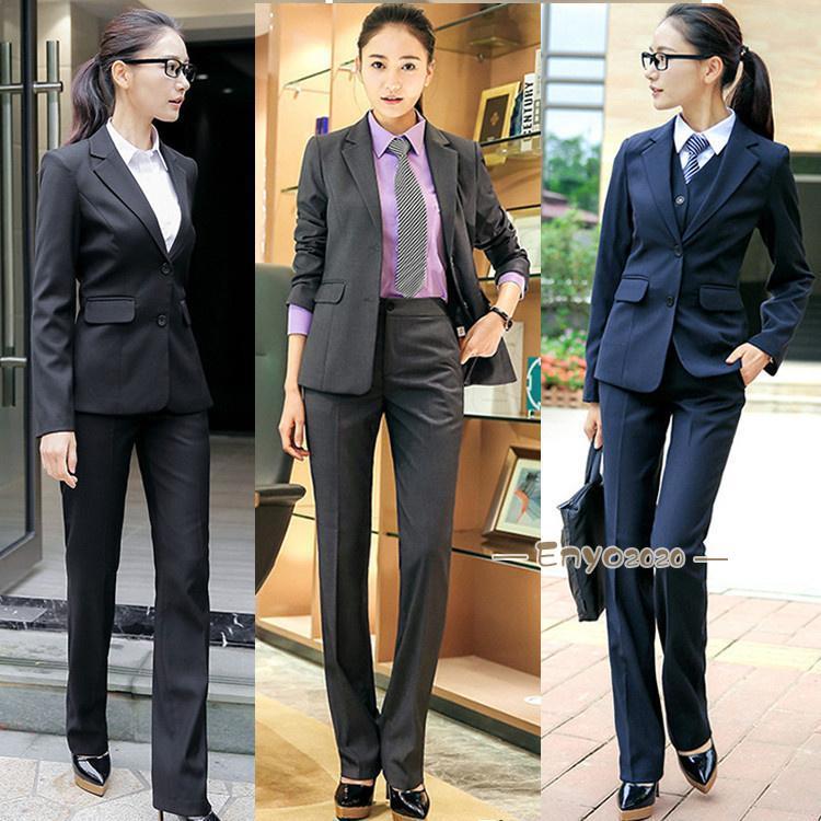 秋の新作 3日以内に発行 リクルートスーツ 女性 スーツ レディース パンツスーツ 長袖 2点セット 通勤 ビジネス 就活 面接 大きいサイズ ブラック グレー ネイビー 今日限りで 6,649円