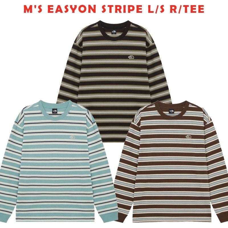韓国正規品保証 関税負担なしNT7TR56A MS EASYON STRIPE LS RTEE デイリー 基本 着装 男子 女子 人気 韓国 ファッション 男女共用 アウトドア
