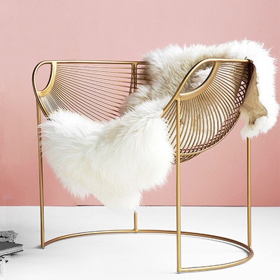 ファーブランケット付きゴールドメッシュの多目的チェア 椅子 リビングルーム おしゃれ かわいい レジャー リラックス バルコニー ビジネス用