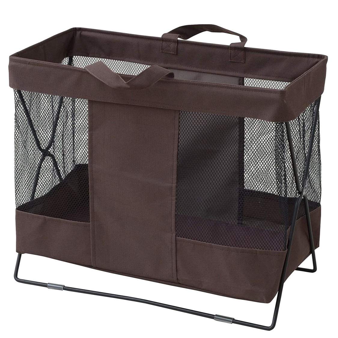 山善(YAMAZEN) 手荷物収納ボックス メッシュバスケット(幅45.5 奥行25cm) ブラウン HTB-M(BR)
