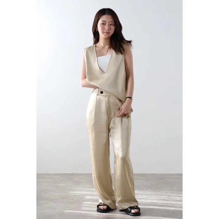 ENC エンク damaged satin set up / クラッシュサテンセットアップ 77-004645