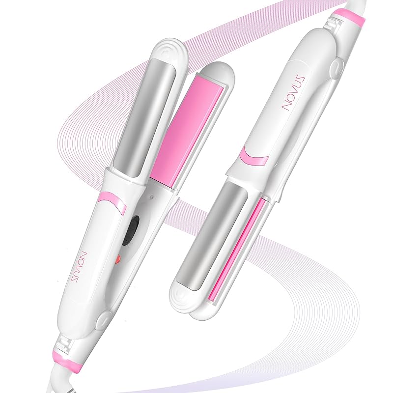 ミニヘアアイロンNOVUS ミニフラットアイロンショートヘア用小型ヘアアイロンとカーラー 2 in 1デュアル電圧トラベルフラットアイロンヘアストレートナー高速加熱ヘアアイロン