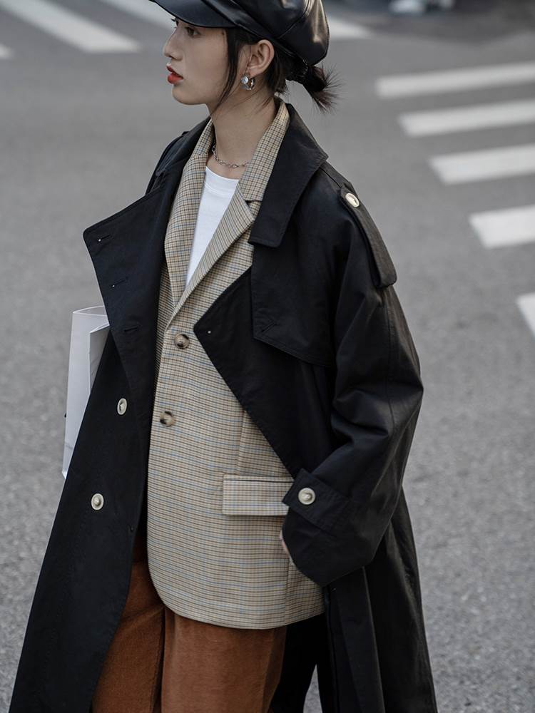 トレンチコート レディース ロング 春 秋 黒 ビジネス きれいめ 薄手 かわいい 軽い フェミニン マニッシュ モード系 大きめ襟 フォーマル シンプル 清楚 大人 オフィス アウター 大人可愛い