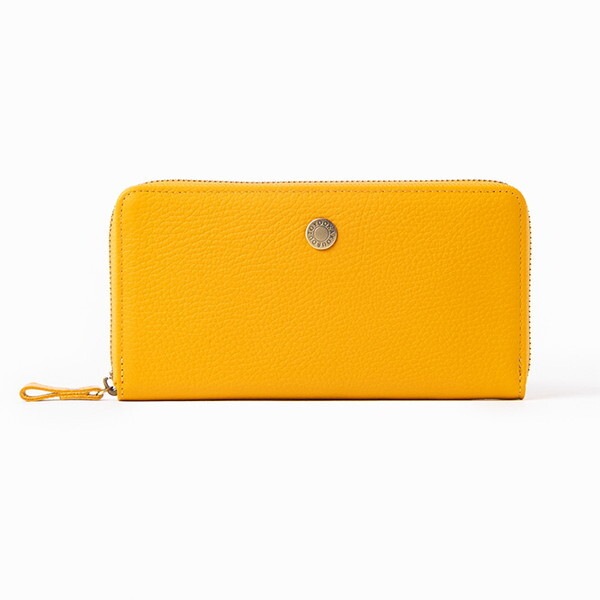 小田清 豊岡工房 仕分け易いコインが分けられる牛革長財布 イエロー 437318