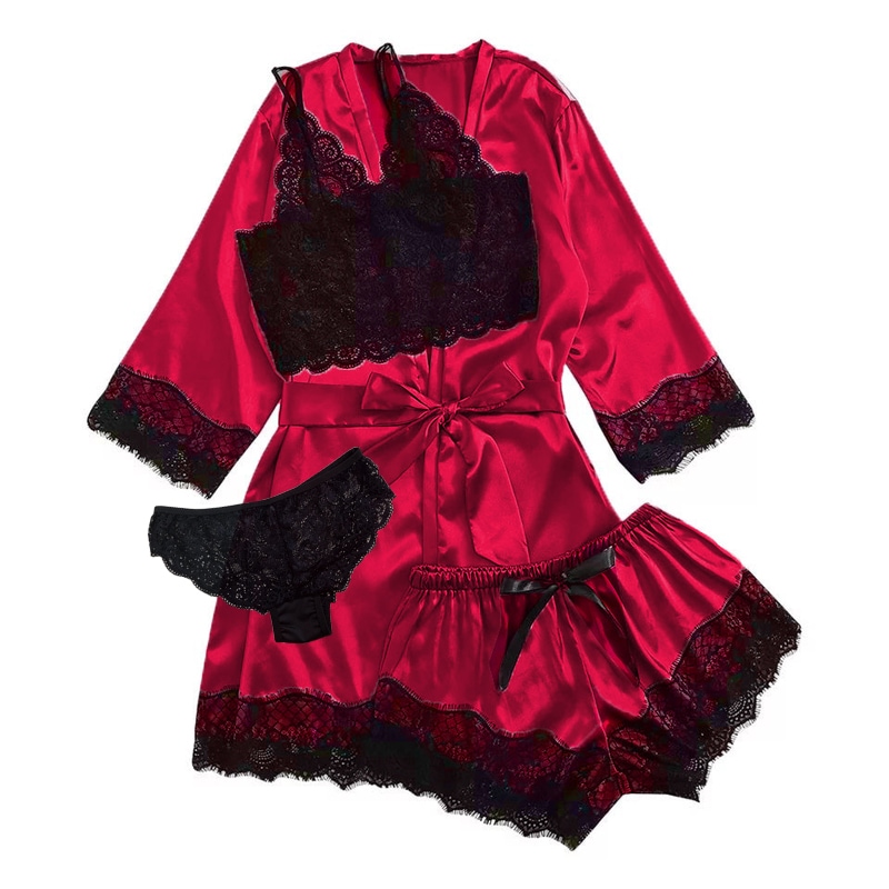 サテンランジェリールームウェア　４点セット (ro0005)ルームウェア　パジャマ　サテン