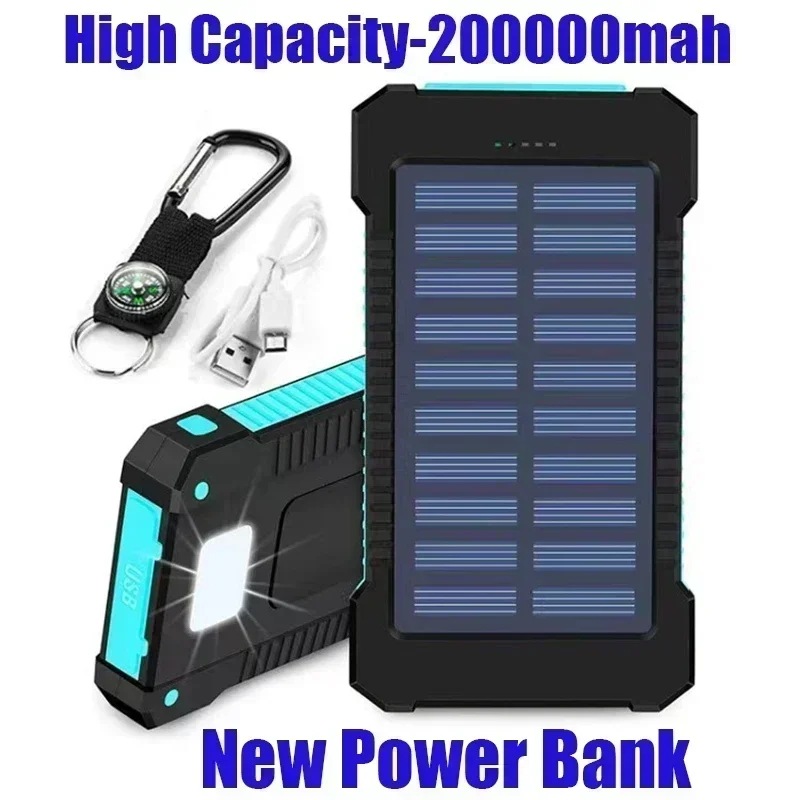 防水ポータブルソーラーバッテリー,急速充電,外部バッテリー,懐中電灯,スマートフォン用パワーバンク,200000mah - 509 8,564円