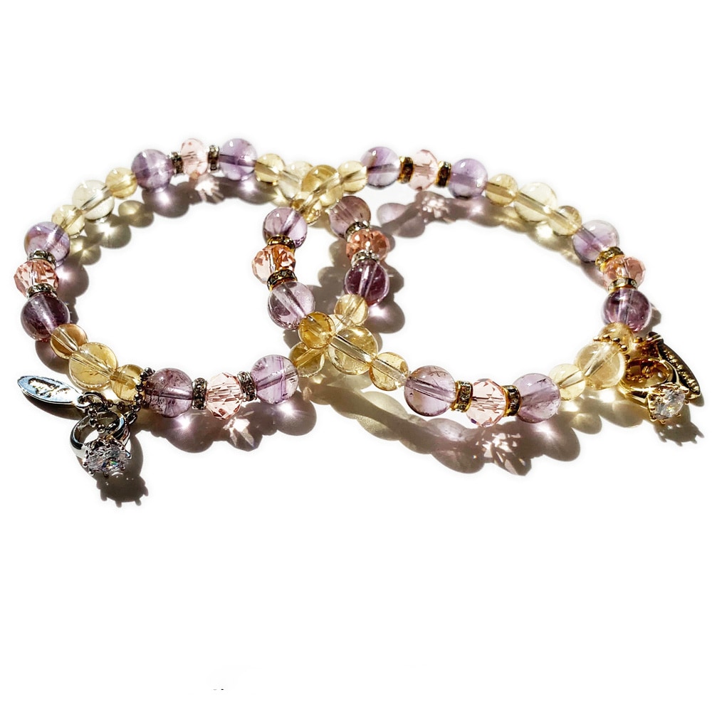 ラベンダー アメジスト シトリン 天然石 アクセサリー ブレスレット 11月誕生石