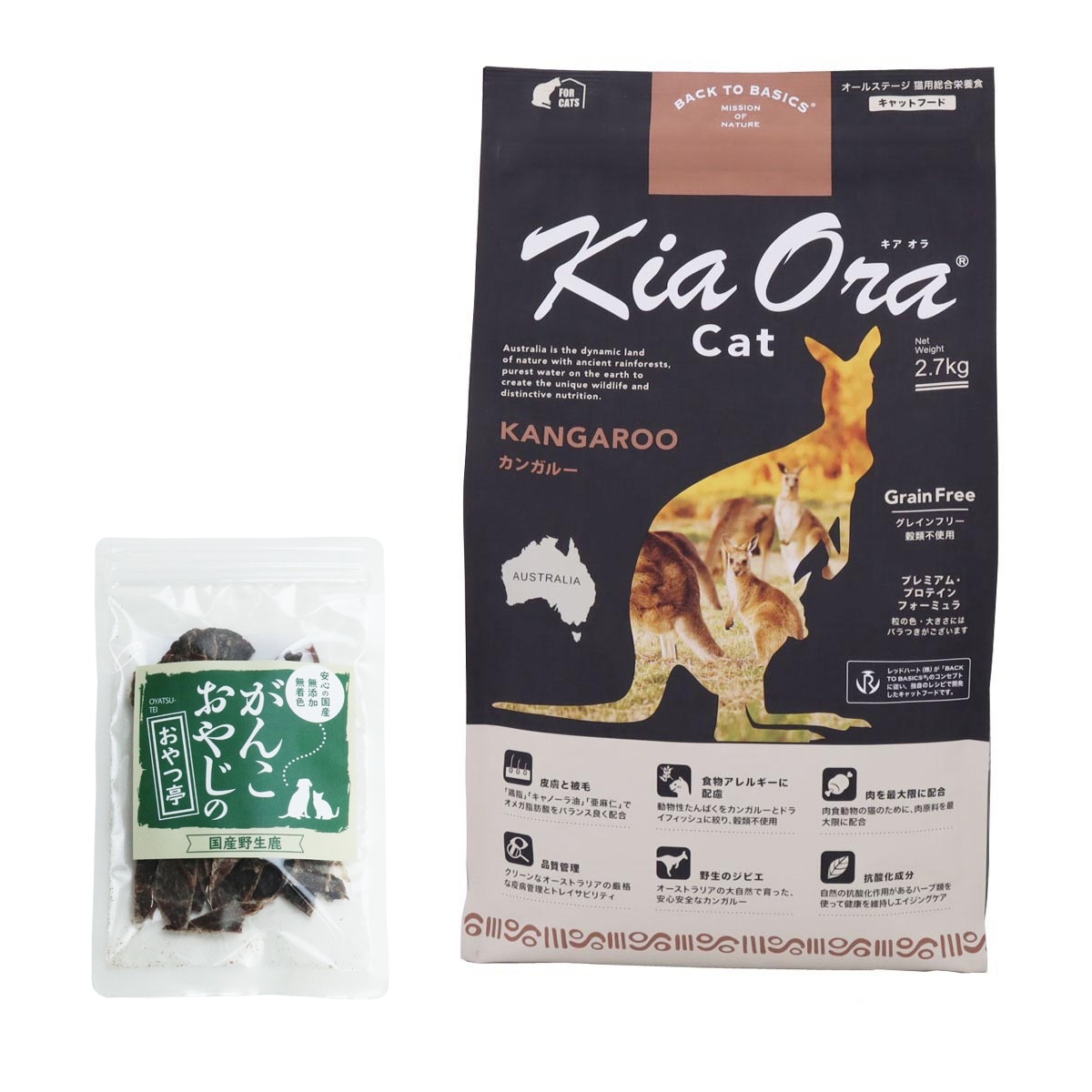 キャットフード カンガルー 2.7kg【国産鹿肉ジャーキー付き(お試しサイズ)】