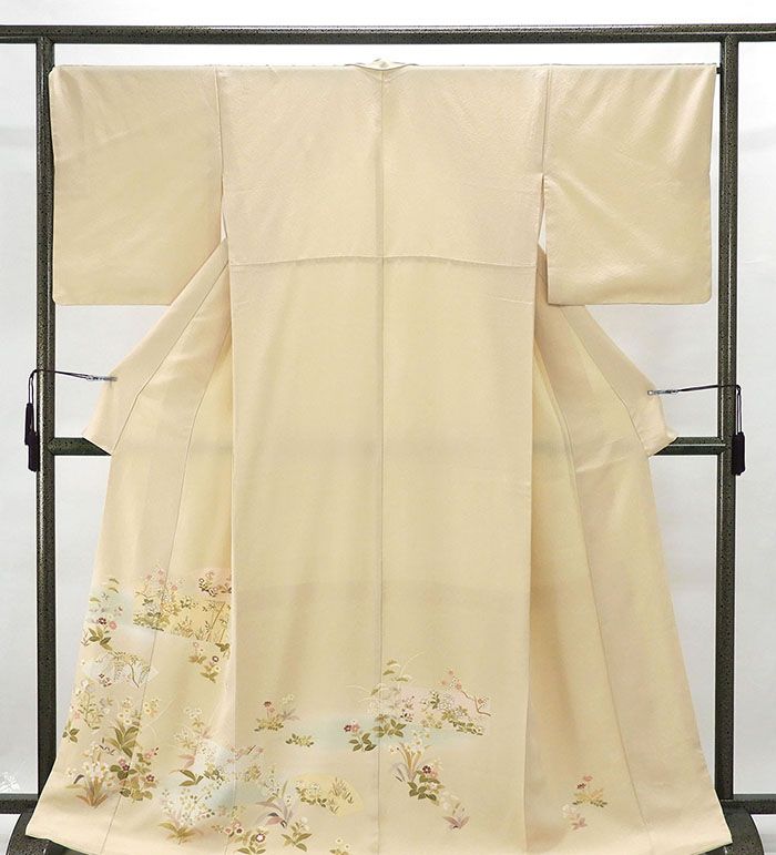 色留袖 新品仕立済 正絹 四季花扇面模様 身丈164.5cm 裄丈68cm 新品 仕立て上がり 着物 結婚式 入学式 卒業式 b1035