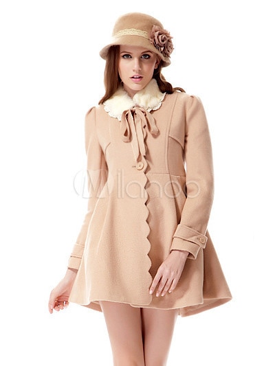 光タンウールレディースロングコート