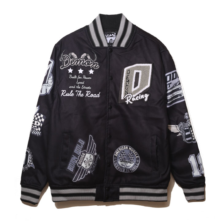 REASON × Dodge アウター 長袖 スタジャン ブルゾン メンズ 春秋冬用 黒 大きいサイズ ダッジ チャレンジャー アメ車 限定 コラボ 公式 リーズン