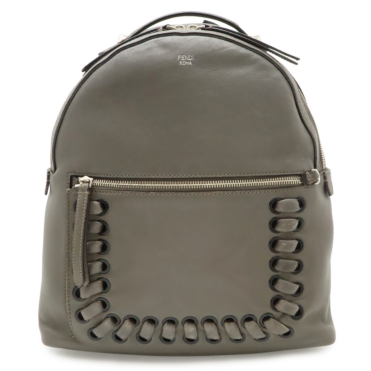 バイザウェイ バックパック リュックサック スタッズ レザー グレージュ シルバー金具 8BZ03