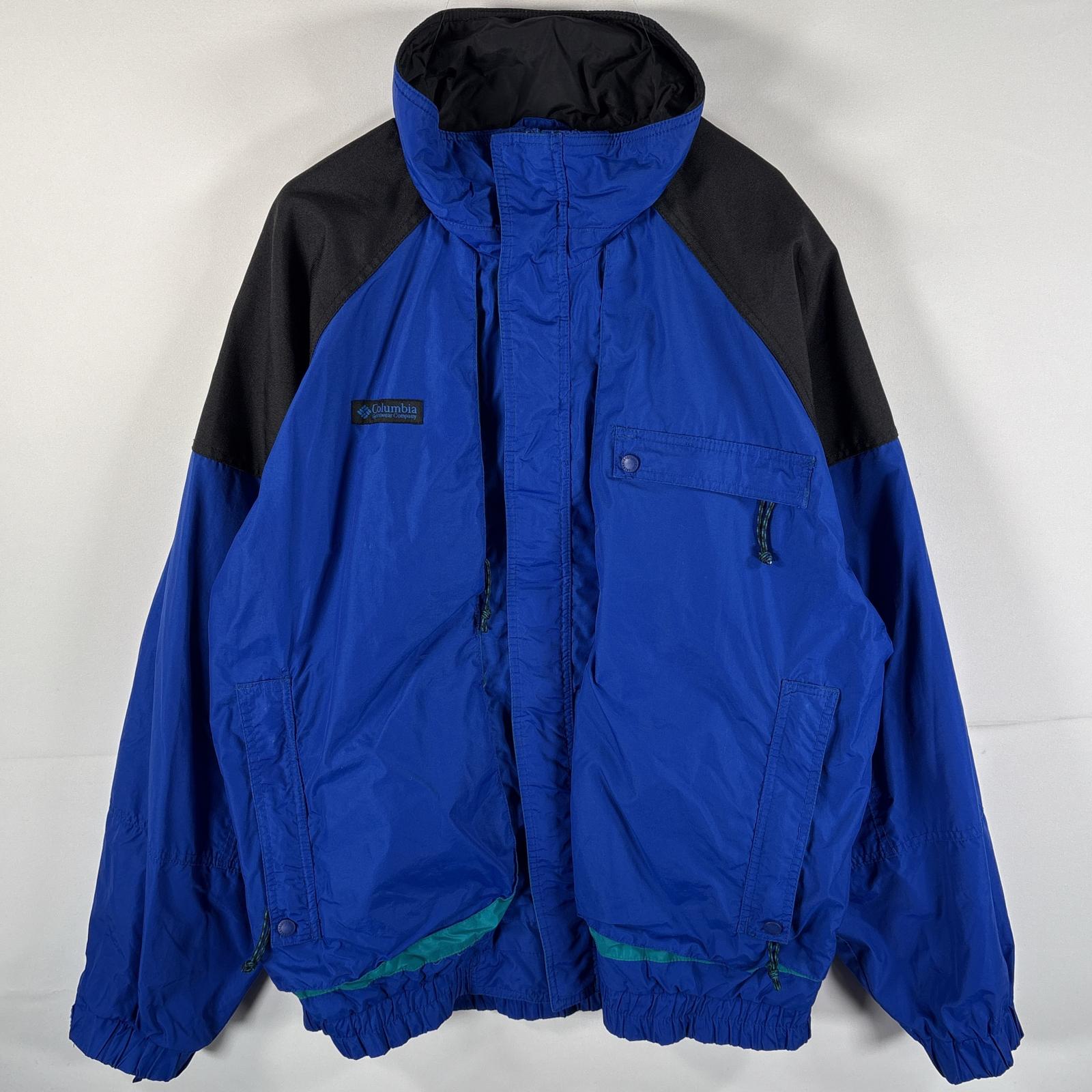 古着 90s/90年代 ナイロンジャケット マウンテンジャケット ワンポイントロゴ 大きいサイズ XL ブルー メンズ