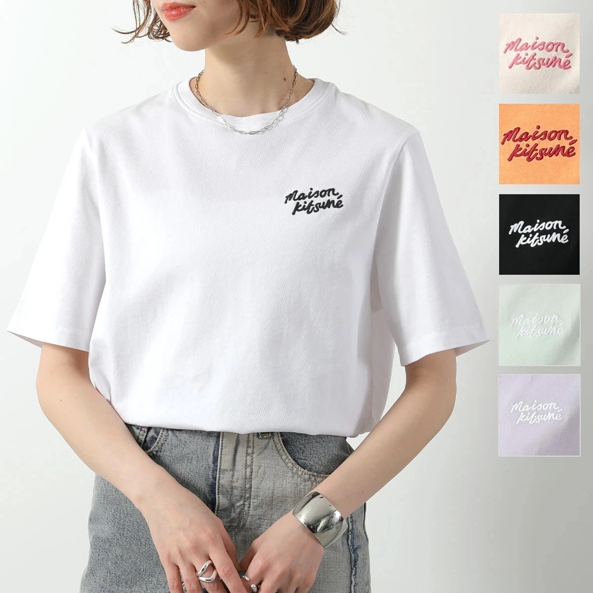 MAISON KITSUNE メゾンキツネ Tシャツ MW00126KJ0119 レディース 半袖 カットソー ロゴT 刺繍 コットン クルーネック カラー6色 10,286円