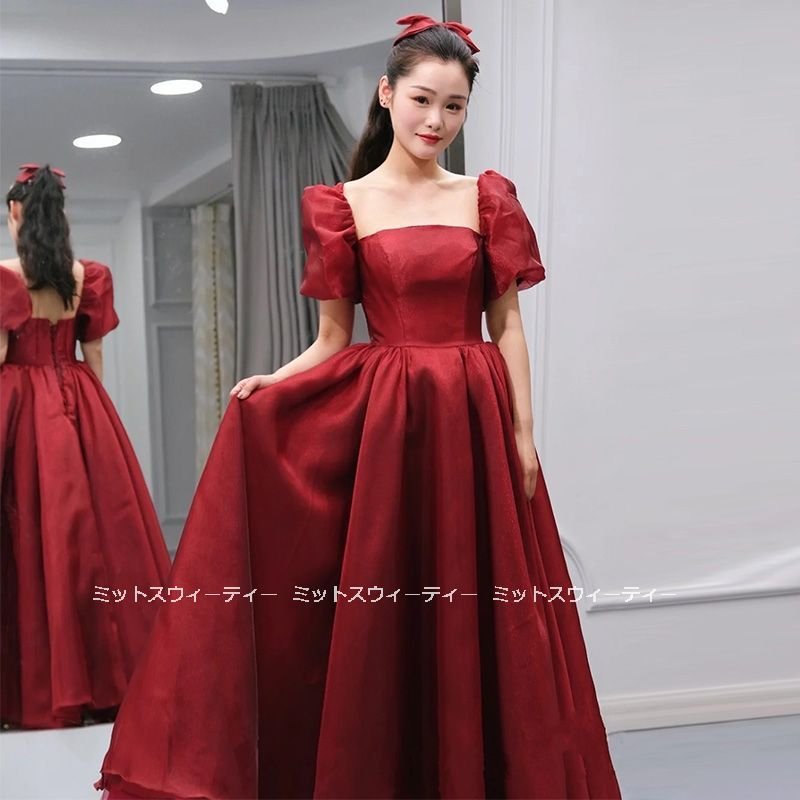 カラードレス 演奏会 安い 結婚式 イブニングドレス 二次会 卒業式 衣装 ロングドレス 赤 フォー