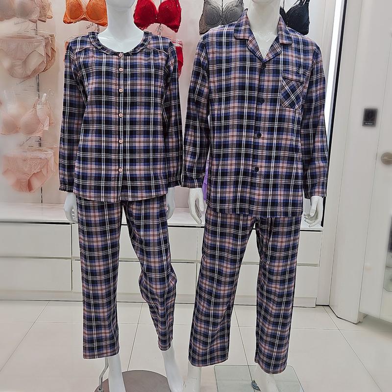 軽いコットン混紡起毛パジャマセットwp8870rmp8870a_US