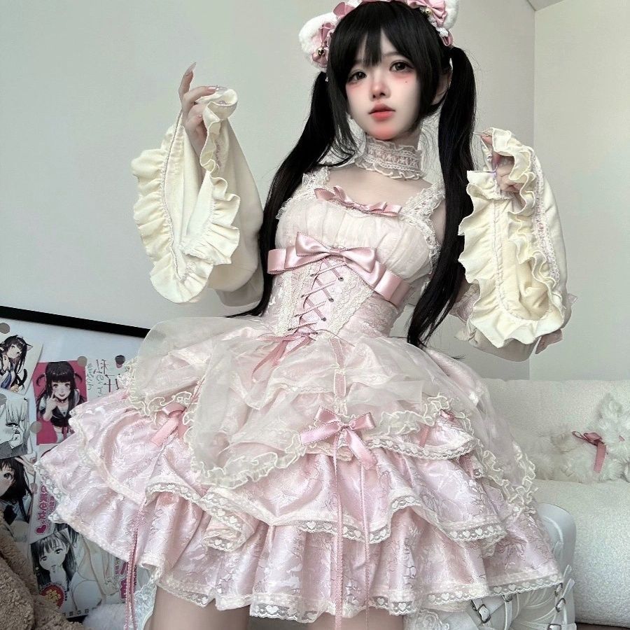コスチューム メイド服 かわいい JSK サブカルチャー 優しいバレエ ロリータドレス 三点セット