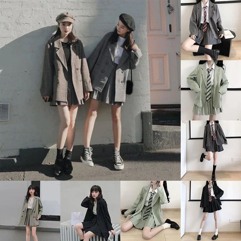 レディース2点セットスーツジャケットゆったり スーツハイウエストプリーツスカート