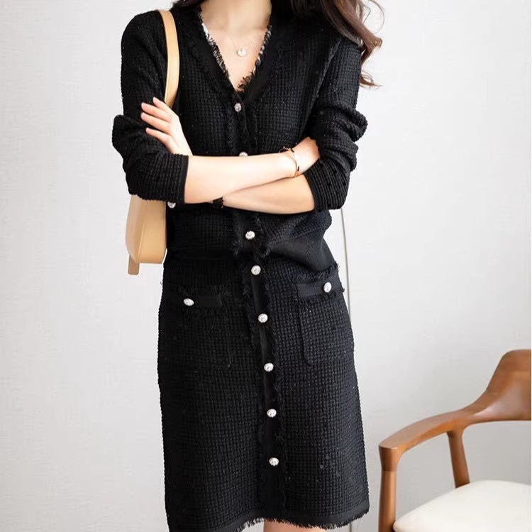 トップス スカート セットアップ ミニ ミニ丈 膝上 袖あり 長袖 Vネック ストレート ツイード ポリエステル 上下セット 2点セット ツーピース かわいい 大人可愛い きれいめ おしゃれ お洒落