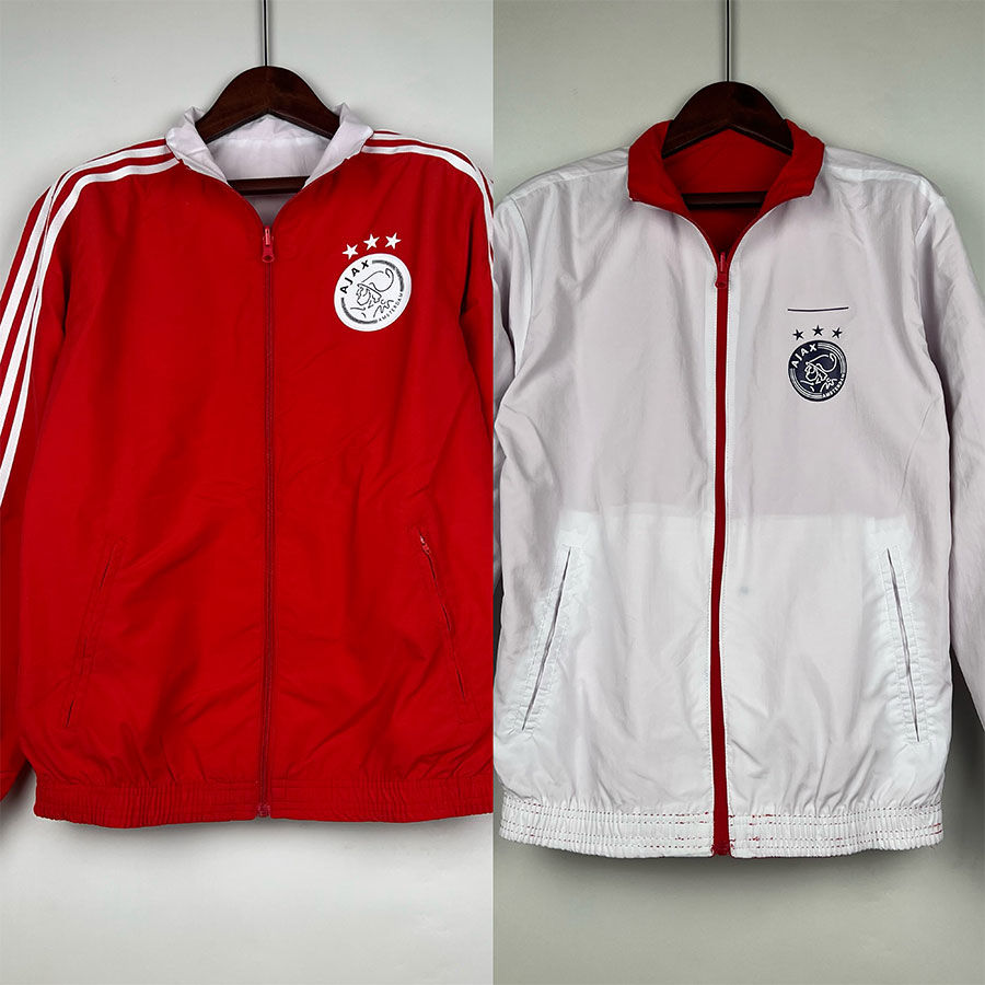 2324 Ajaxトレーニングスーツの外観ユニフォームユニフォームジャージーメンズ長袖ジャケット両面ウィンドブレイカーサッカーユニフォーム秋と冬のスタイル