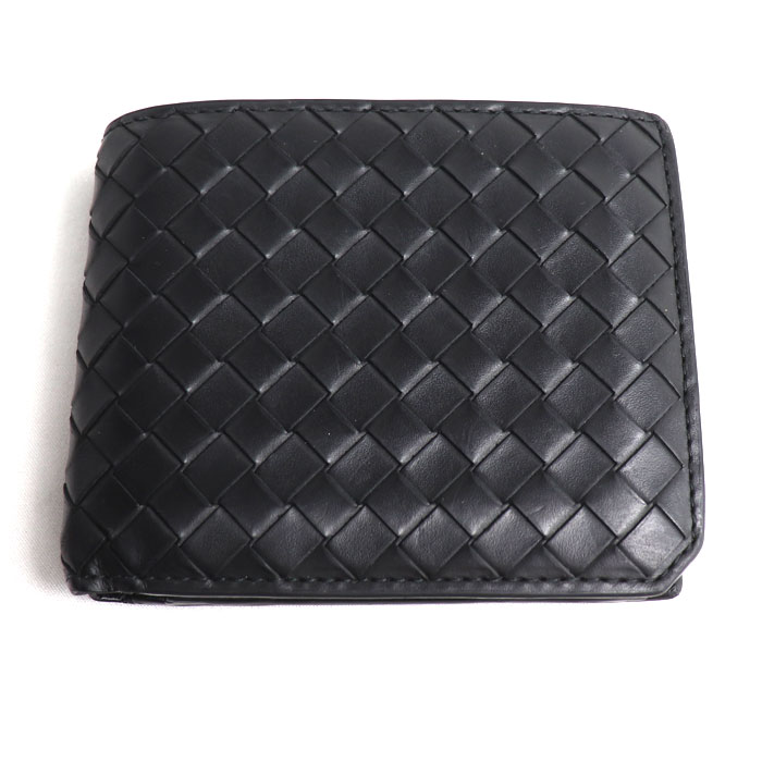 BOTTEGAVENETA ボッテガヴェネタ イントレチャート ピッコロ 二つ折り財布 ブラック 805654V4LQ28803 メンズ 中古