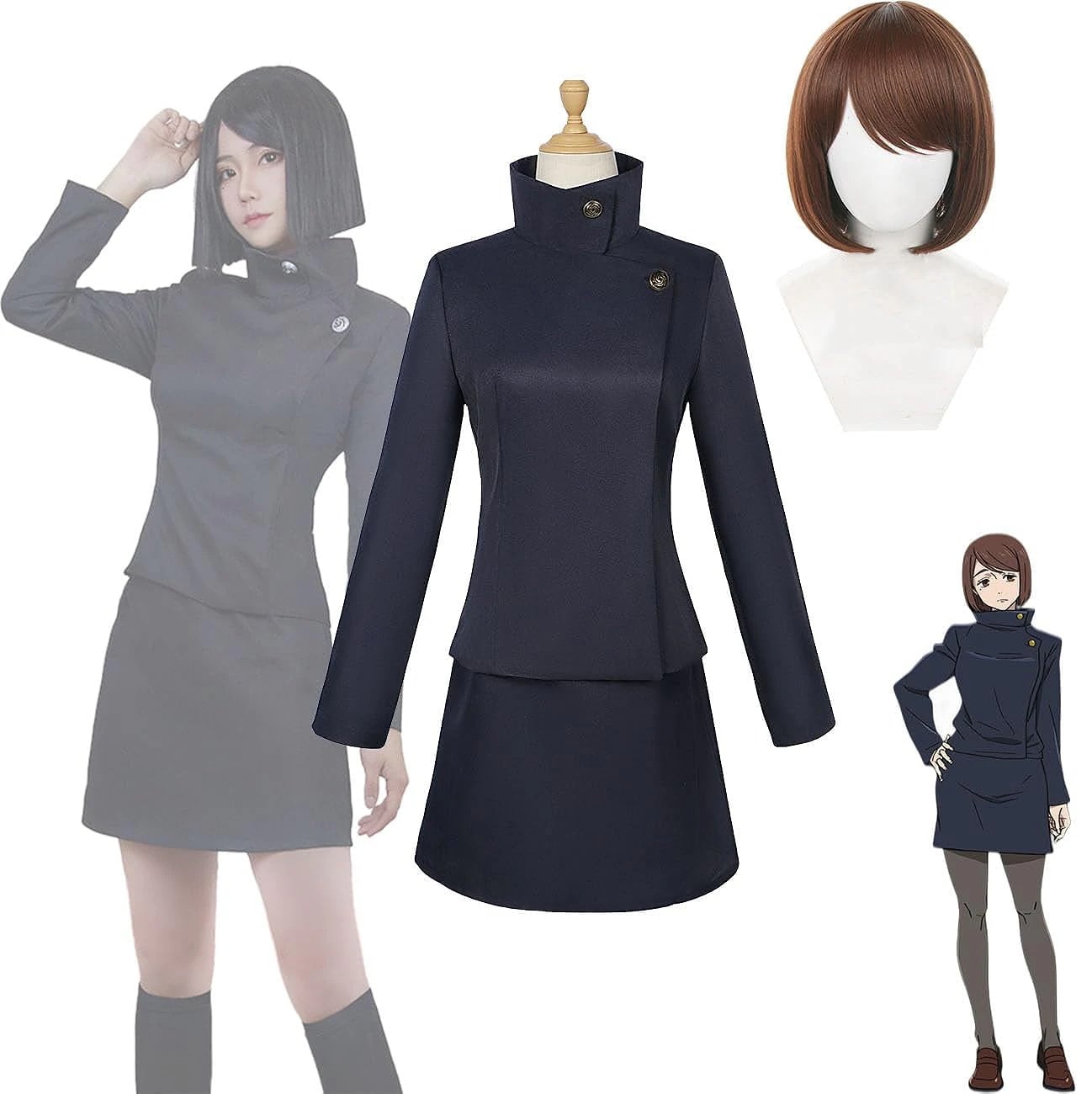 呪術廻戦 第2期 全員制服 高専 家入硝子 ウィッグ 追加可 高専家入硝子 こうせんいえいりしょうこ 家入硝子の学生時代 コスプレ 衣装 仮装 変装 ハロウィン