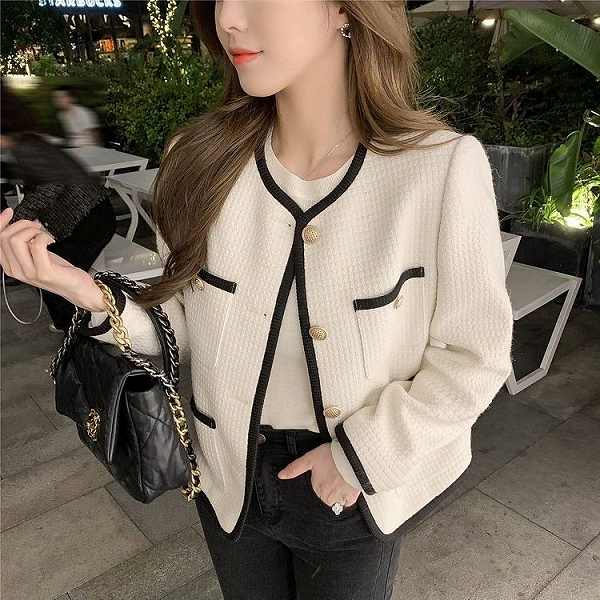 超目玉 ノーカラージャケット　上品　ショートジャケットホワイトパイピング入学式七五三卒業式大人20代30代40代50代ミセス