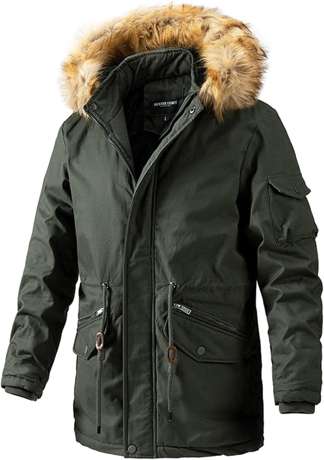 裏起毛コート メンズ 防寒着 冬用 ファーフード付き モッズコート 裏ボアジャケット 厚手 寒さ対策 暖か シンプル アウター 男性用 トップス カジュアル 普段使い アウトドア ハイキング