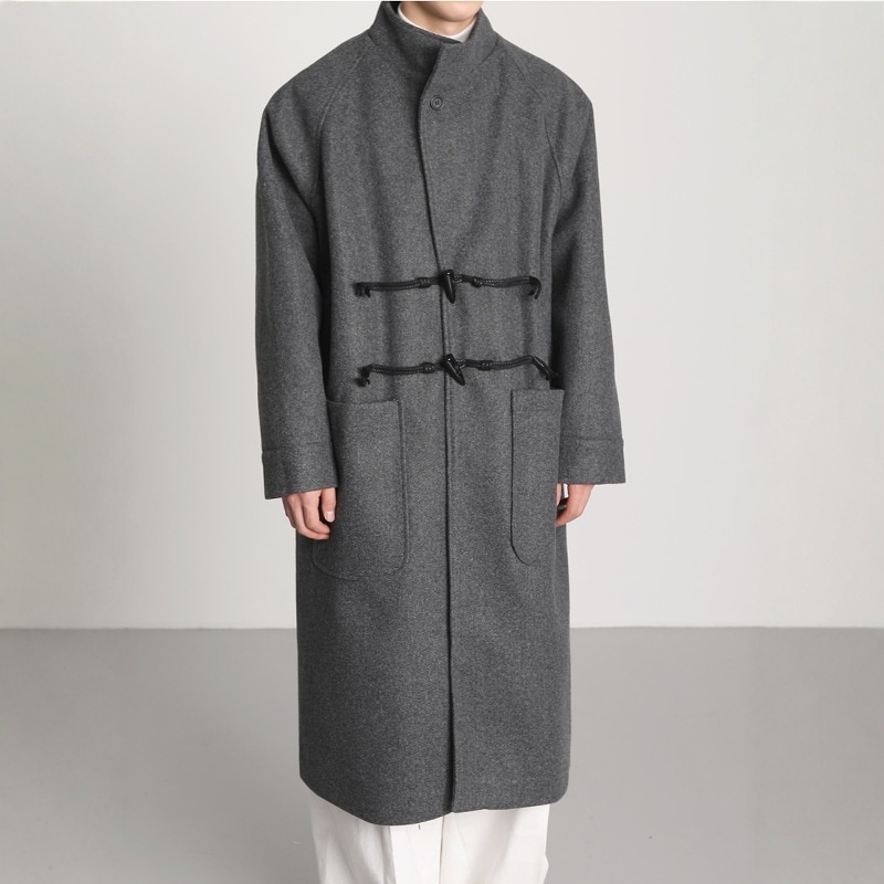 冬の新しい襟カジュアルミディアムレングスウールコートメンズトレンチコートコート気質文学レトロ