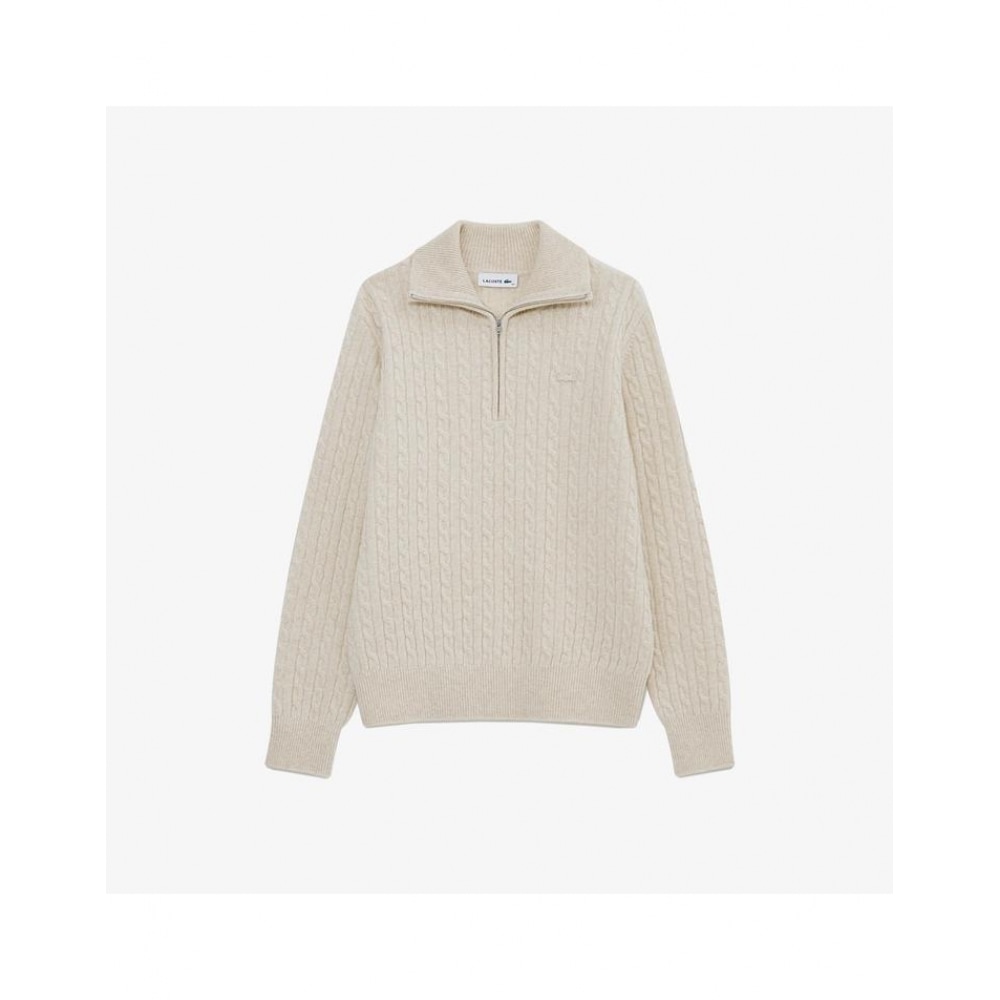 ラコステ女性用ケーブルハーフジップアップセーター AF923E-55N 02S
