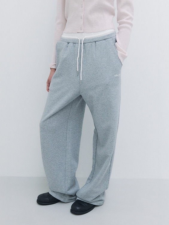 NUBASIC LAYERED JOGGER PANTS GRAY