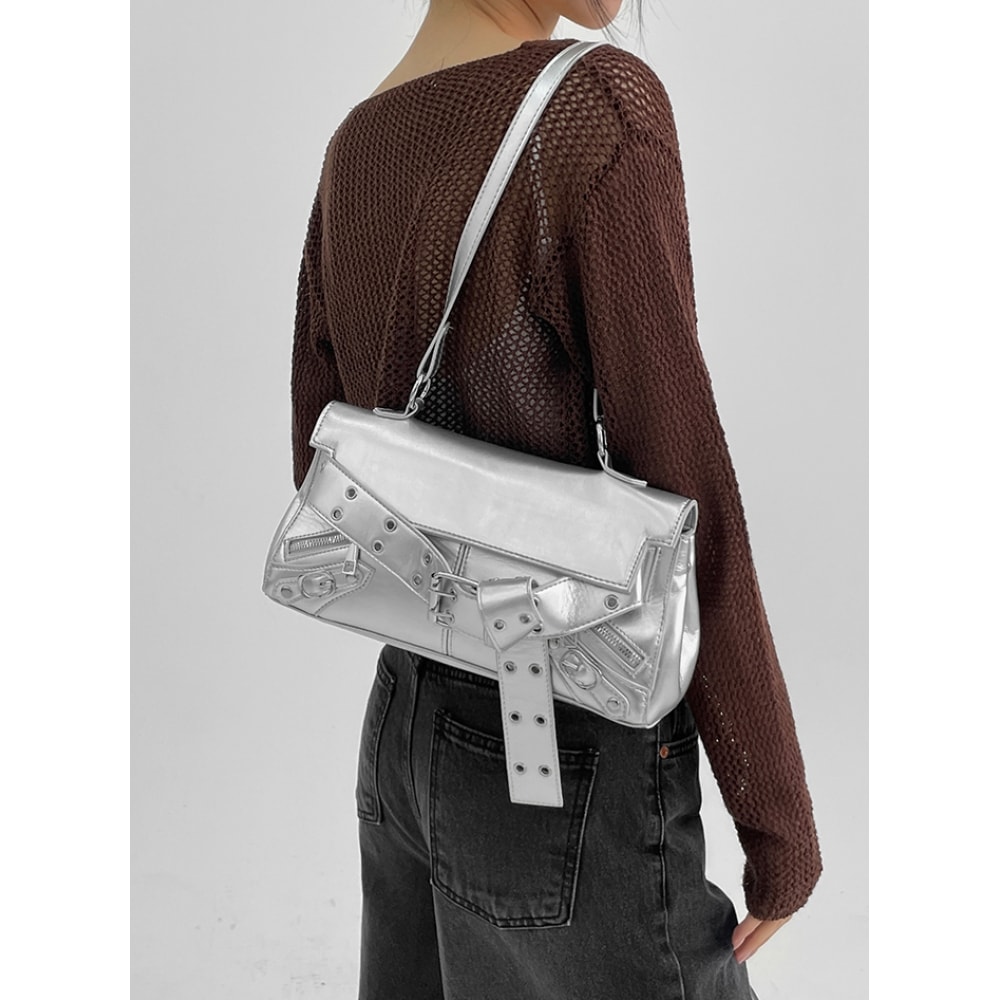 ブラックアップ ミルコット アイレット ベルト レザー 2WAYバッグ