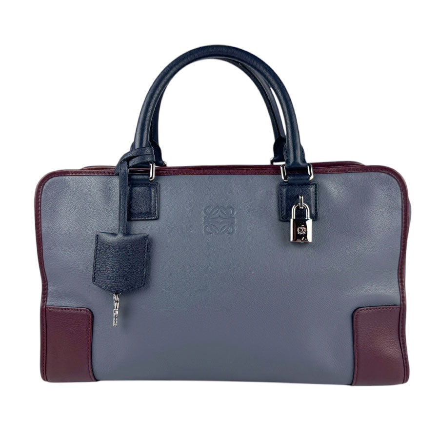 ロエベ LOEWE ハンドバッグ アマソナ レザー グレー/バーガンディ/ネイビー シルバー レディース z4252