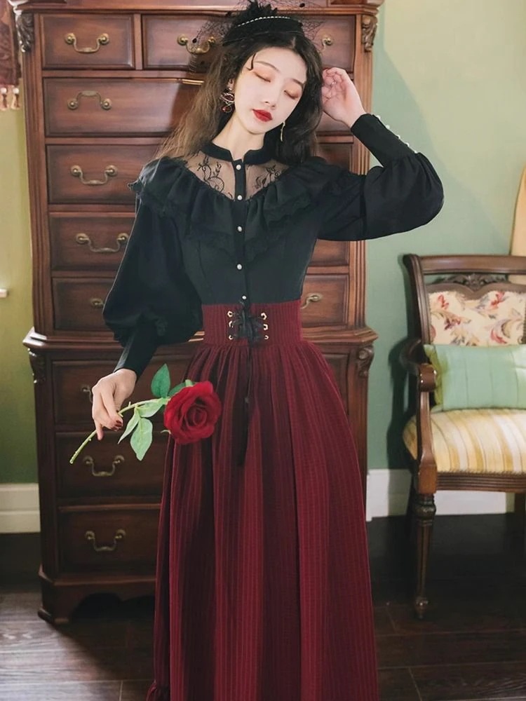 ハロウィン衣装女装大人ダークロ今週の割引は 25% オフですリータ宮廷風ワンピースレトロドレスバースデードレス メイド服 メガ割 コスプレ ハロウィン サンタ コスプレ クリスマス