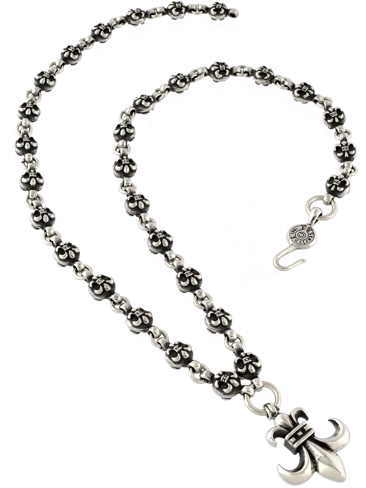 [D.E.E.D] ステンレス シルバーアクセサリー メンズ ネックレス フレア 百合 ユリ フレアボール 316L