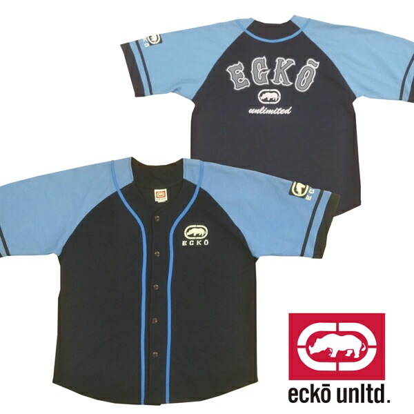 訳あり エコー アンリミテッド ECKO UNLTD メンズ ベースボール シャツ ネイビー 2XL ロゴ ストリート コンプトン ブランド HIPHOP COMPTON ウェアー B系 服 ダン