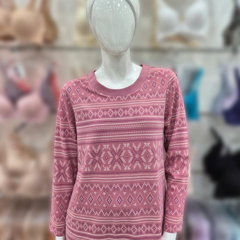 ポリ起毛ジャカード幾何学捺染女性イージーウェアトップス/EZ1957