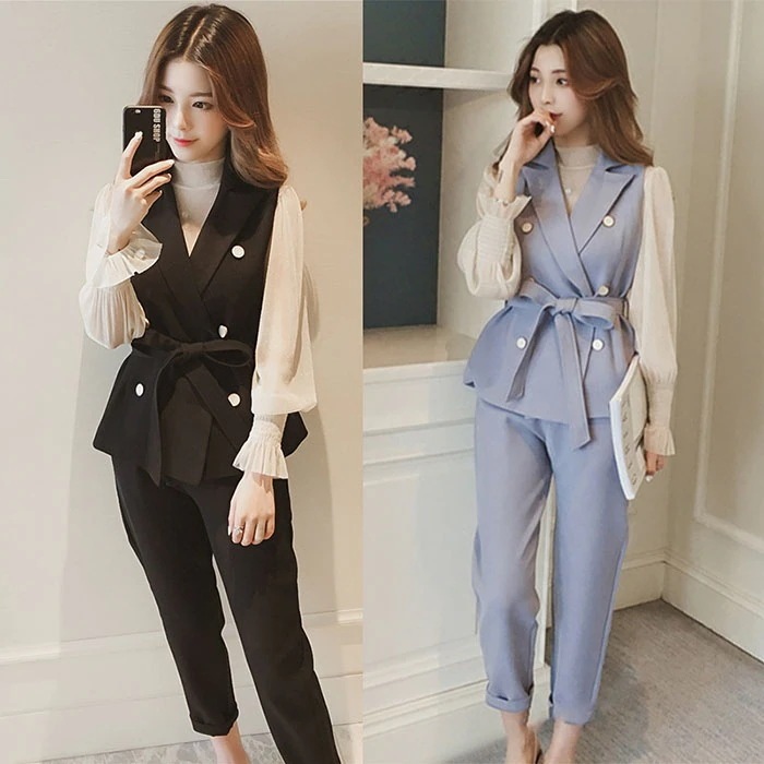 セットアップ レディース パンツスーツ テーパードパンツ パンツドレス 3点セット ブラウス ベスト パンツ 入学式 スーツ ママ コーデ パンツスーツ ビジネス オフィス 卒業式 入園式 卒園式