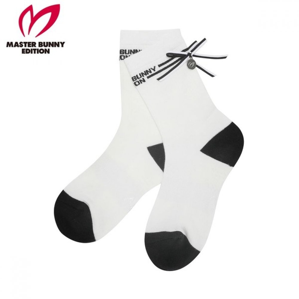 (Master Bunny) レディースノンスリップカラーリボンミッドネックソックス