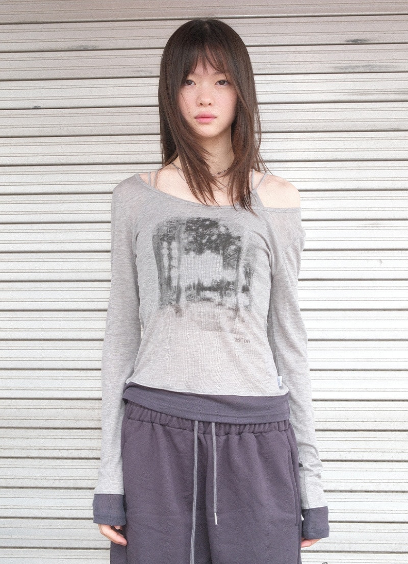 【AS"ON】 FOREST LAYERED T / GRAY 正規品