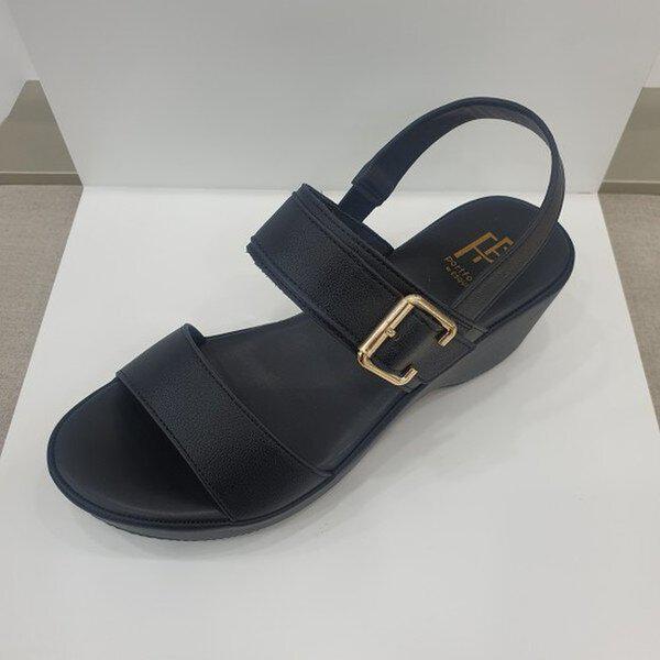 女性用 履き心地の良い軽量バックル装飾ウェッジサンダルPFDMSD834BK_CC