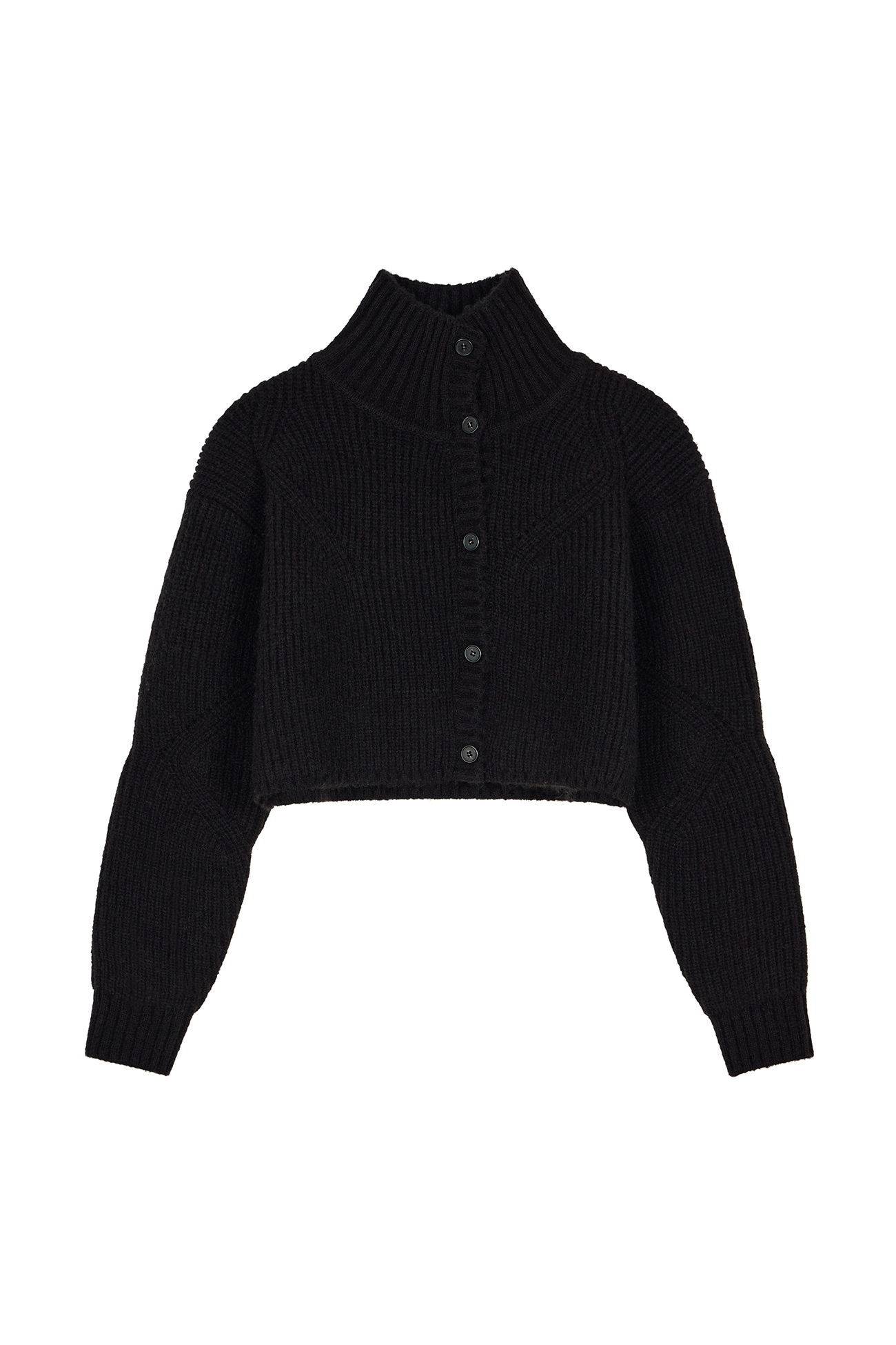 【DEINET】 CROP KNIT CARDIGAN : BLACKカーディガン