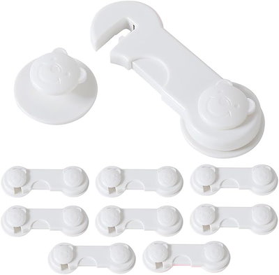 他サイト： 引き出しロック ドアロック とびらロック 扉ロック 地震 耐震 ストッパー 12個セット クマ(ホワイト)の商品画像