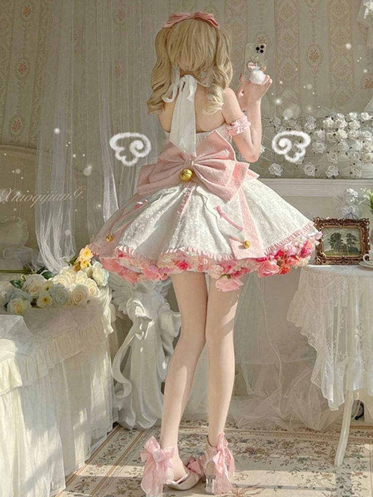 ピンク 茶会 ワンピース 花嫁 半袖 洋服 op日常 ポンポンスカート 新作ロリータ ロリータ ワンピース 大人気 コスプレ洋装