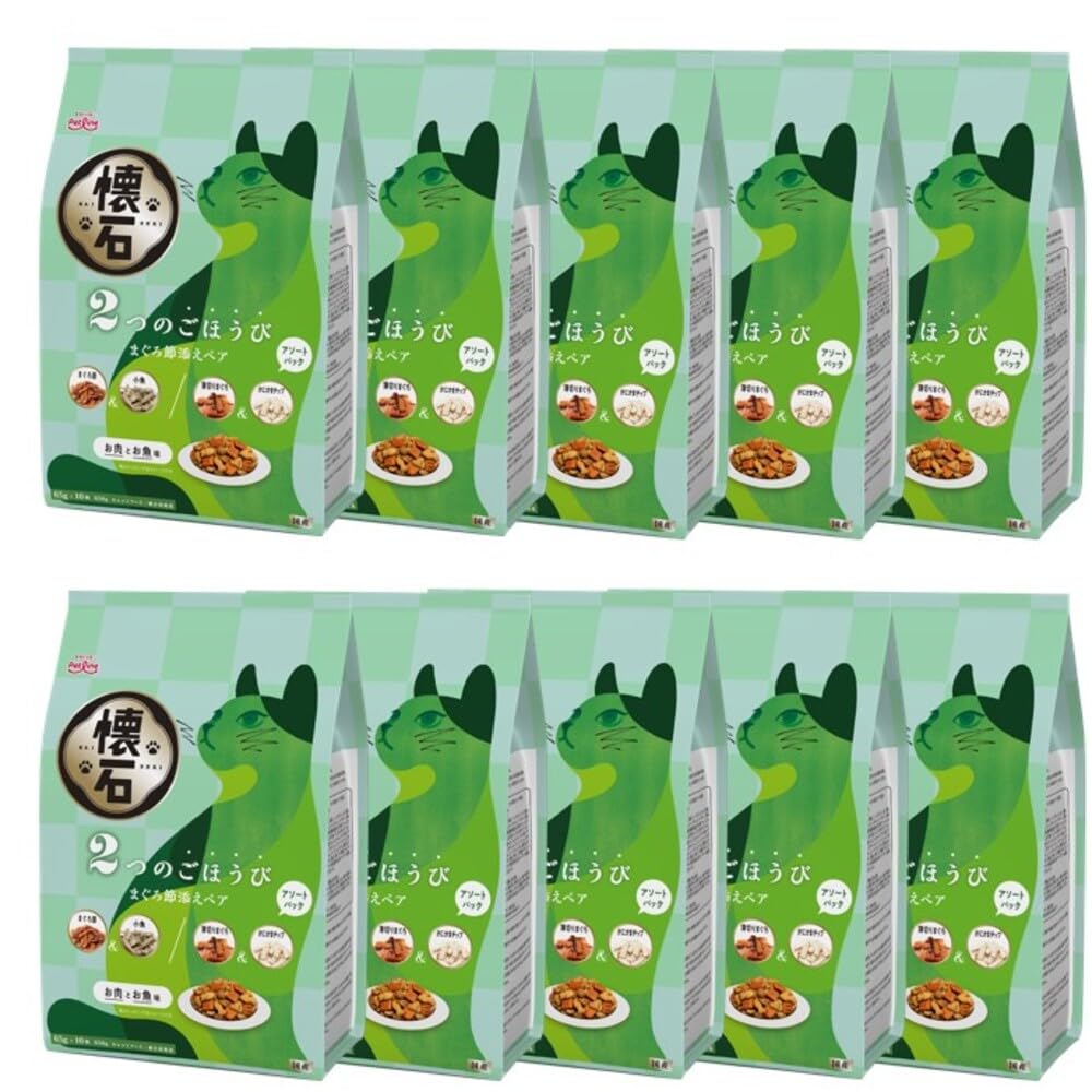 ペットライン 懐石 2つのごほうび まぐろ節添えペア キャットドライ グルメ【 国産/小分け/トッピング】 650g 10袋 (ケース販売)
