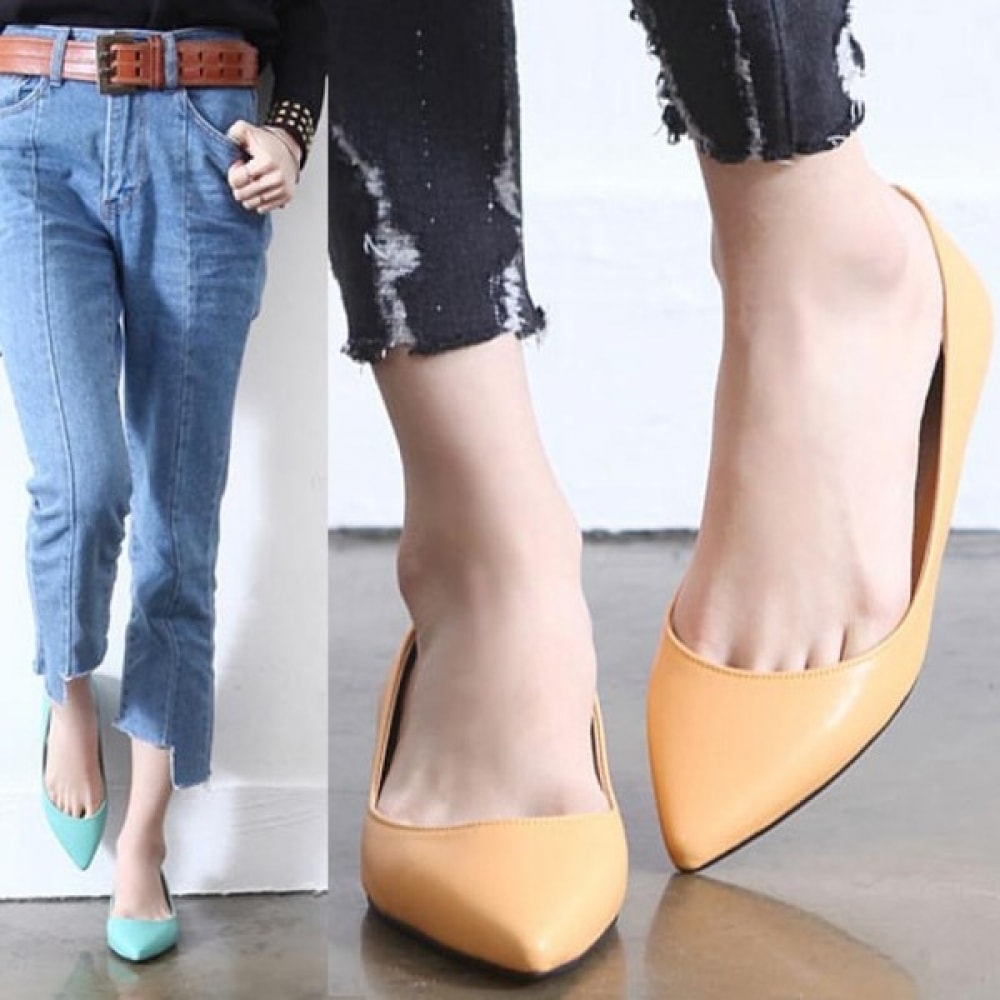 (ニナスパリ) 2cm 国産スリムトゥフラット (9J055)