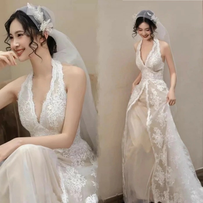 ホワイト　ウェディングドレス　袖なし　 ロングドレス ウェディングドレス 白　総レース　パーティードレス　二次会ドレス　ブライダル　撮影　XS/S/M/L/XL/2XL　レディース　ドレス 　Aラ 1 12,656円