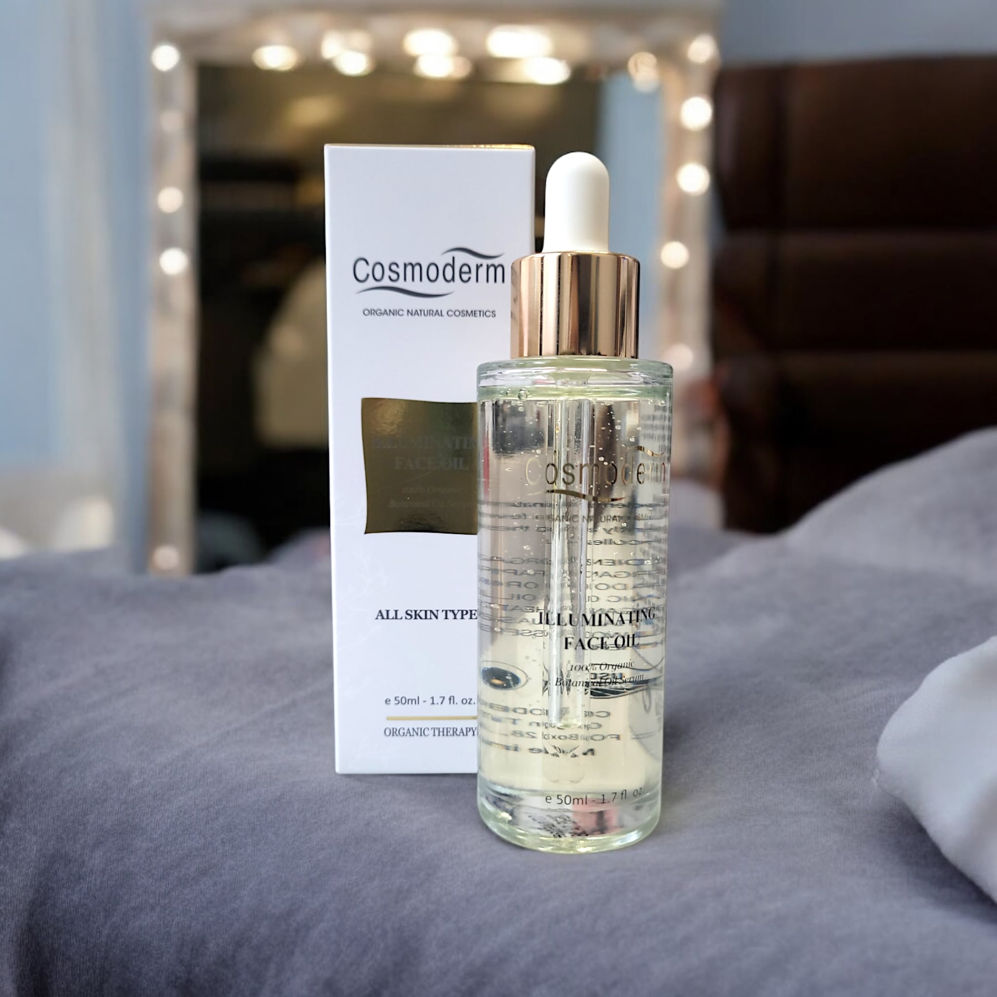 Cosmoderm ILLUMINATING FACE オイル 50ml, ALL SKIN TYPES, 光彩オイル, バリアケア, 抗酸化, 顔色浄化, 速乾燥オイル